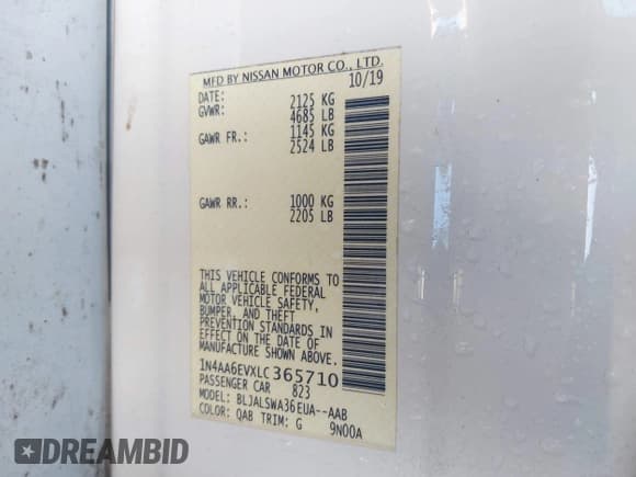 ✅ 2020 Nissan Maxima SR • VIN: 1N4AA6EVXLC365710 • Lot: 40969464. Wystawiony na IAAI z przebiegiem 74 320 mil. Bezpłatny archiwum sprzedaży aukcyjnych z USA i szczegółowy raport historii pojazdu na DreamBid. Zdjęcie 9.