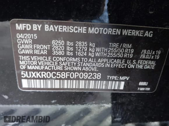 ✅ 2015 BMW X5 xDrive35i • VIN: 5UXKR0C58F0P09238 • Lot: 42736818. Listed on IAAI with 98,473 mi. Free auction sales archive from the USA and detailed vehicle history report at DreamBid. Image 9.