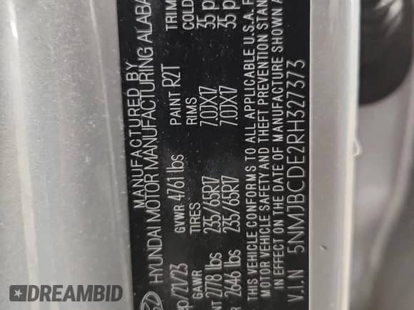 ✅ 2024 Hyundai Tucson SEL • VIN: 5NMJBCDE2RH327373 • Лот: 87115065. Опубликован ранее на Copart с пробегом 55 227 миль. Бесплатный доступ к архиву аукционных продаж из США и подробный отчёт об истории автомобиля на DreamBid. Изображение 14.