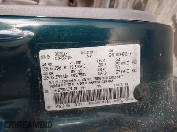 ✅ 1997 Jeep Cherokee Sport • VIN: 1J4FJ67S6VL574149 • Lot: 41286297. Listed on IAAI with Not provided. Free auction sales archive from the USA and detailed vehicle history report at DreamBid. Image 9.