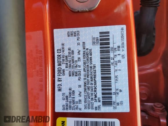 ✅ 2023 Ford Bronco Sport Outer Banks • VIN: 3FMCR9C66PRE02781 • Lot: 85320255. Wystawiony na Copart z przebiegiem 69 699 mil. Bezpłatny archiwum sprzedaży aukcyjnych z USA i szczegółowy raport historii pojazdu na DreamBid. Zdjęcie 13.