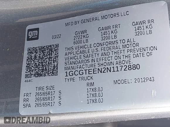 ✅ 2022 Chevrolet Colorado 4WD ZR2 • VIN: 1GCGTEEN2N1172880 • Лот: 42175116. Опубликован ранее на IAAI с пробегом 45 190 миль. Бесплатный доступ к архиву аукционных продаж из США и подробный отчёт об истории автомобиля на DreamBid. Изображение 9.