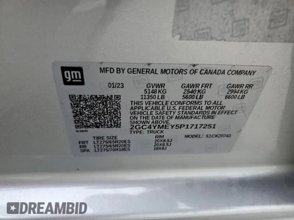 ✅ 2023 Chevrolet Silverado 2500HD Custom • VIN: 2GC4YMEY5P1717251 • Лот: 81000945. Опубликован ранее на Copart с пробегом 80 711 миль. Бесплатный доступ к архиву аукционных продаж из США и подробный отчёт об истории автомобиля на DreamBid. Изображение 12.