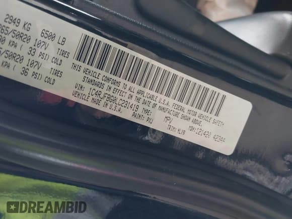 ✅ 2020 Jeep Grand Cherokee Limited X • VIN: 1C4RJFBG0LC231419 • Lot: 41568627. Listed on IAAI with 122,594 mi. Free auction sales archive from the USA and detailed vehicle history report at DreamBid. Image 9.