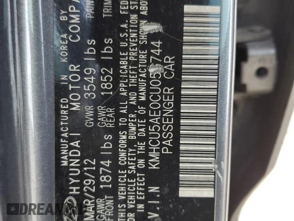 ✅ 2012 Hyundai Accent SE • VIN: KMHCU5AE0CU055744 • Lot: 70488174. Wystawiony na Copart z przebiegiem 193 045 mil. Bezpłatny archiwum sprzedaży aukcyjnych z USA i szczegółowy raport historii pojazdu na DreamBid. Zdjęcie 14.