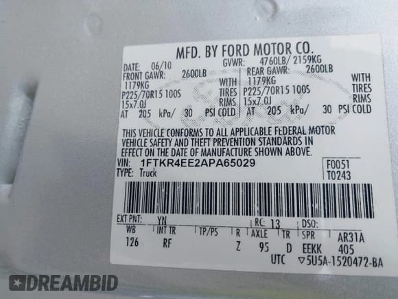 ✅ 2010 Ford Ranger XLT • VIN: 1FTKR4EE2APA65029 • Lot: 42682076. Wystawiony na IAAI z przebiegiem 125 960 mil. Bezpłatny archiwum sprzedaży aukcyjnych z USA i szczegółowy raport historii pojazdu na DreamBid. Zdjęcie 9.