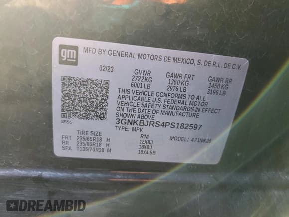 ✅ 2023 Chevrolet Blazer LT • VIN: 3GNKBJRS4PS182597 • Lot: 53307175. Listed on Copart with 43,529 mi. Free auction sales archive from the USA and detailed vehicle history report at DreamBid. Image 15.