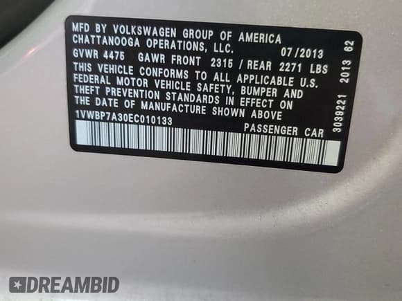 ✅ 2014 Volkswagen Passat SE • VIN: 1VWBP7A30EC010133 • Lot: 80391075. Wystawiony na Copart z przebiegiem 113 479 mil. Bezpłatny archiwum sprzedaży aukcyjnych z USA i szczegółowy raport historii pojazdu na DreamBid. Zdjęcie 12.