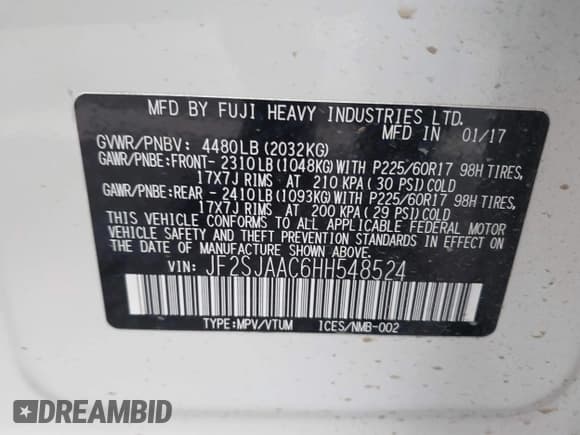 ✅ 2017 Subaru Forester • VIN: JF2SJAAC6HH548524 • Lot: 43780521. Wystawiony na IAAI z przebiegiem 109 445 mil. Bezpłatny archiwum sprzedaży aukcyjnych z USA i szczegółowy raport historii pojazdu na DreamBid. Zdjęcie 9.