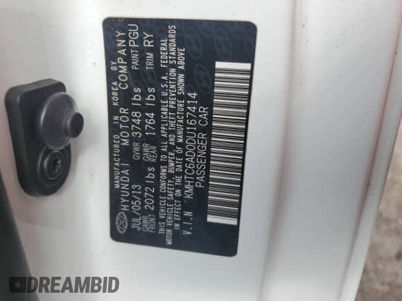 2013 Hyundai Veloster w/Gray Int с VIN KMHTC6AD0DU167414, выставлен на аукционе Copart как лот 73476894 с пробегом 119 928 миль миль и Списание • Salvage title. История ставок и продаж доступна на DreamBid. Изображение 12.