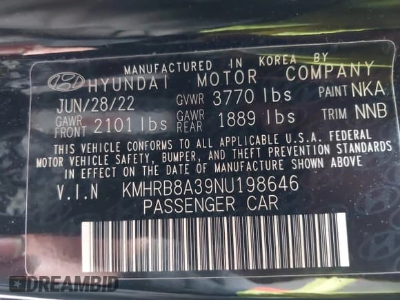 ✅ 2022 Hyundai Venue SE • VIN: KMHRB8A39NU198646 • Lot: 41907792. Listed on IAAI with 24,131 mi. Free auction sales archive from the USA and detailed vehicle history report at DreamBid. Image 9.