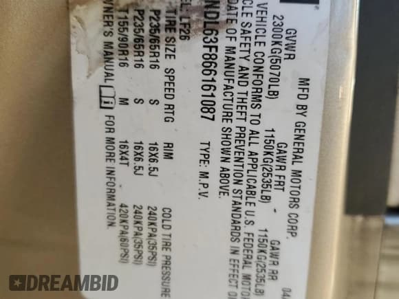 ✅ 2006 Chevrolet Equinox LT • VIN: 2CNDL63F866161087 • Лот: 88928665. Опубликован ранее на Copart с пробегом 138 887 миль. Бесплатный доступ к архиву аукционных продаж из США и подробный отчёт об истории автомобиля на DreamBid. Изображение 15.