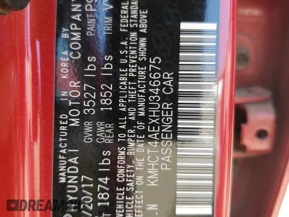 ✅ 2017 Hyundai Accent SE • VIN: KMHCT4AEXHU346675 • Лот: 64429054. Опубликован ранее на Copart с пробегом 109 120 миль. Бесплатный доступ к архиву аукционных продаж из США и подробный отчёт об истории автомобиля на DreamBid. Изображение 12.