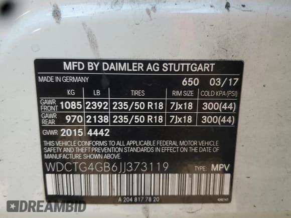 ✅ 2018 Mercedes-Benz GLA 250 • VIN: WDCTG4GB6JJ373119 • Лот: 83765465. Опубликован ранее на Copart с пробегом 129 969 миль. Бесплатный доступ к архиву аукционных продаж из США и подробный отчёт об истории автомобиля на DreamBid. Изображение 12.