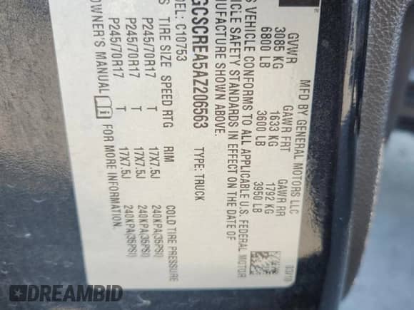 2010 Chevrolet Silverado 1500 LS с VIN 1GCSCREA5AZ206563, выставлен на аукционе Copart как лот 71117255 с пробегом 258 898 миль миль и Списание • Salvage title. История ставок и продаж доступна на DreamBid. Изображение 13.