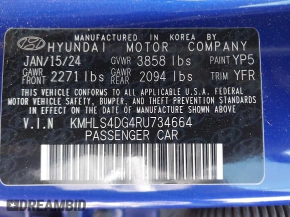 ✅ 2024 Hyundai Elantra SEL • VIN: KMHLS4DG4RU734664 • Lot: 41997942. Wystawiony na IAAI z przebiegiem 5 891 mil. Bezpłatny archiwum sprzedaży aukcyjnych z USA i szczegółowy raport historii pojazdu na DreamBid. Zdjęcie 9.