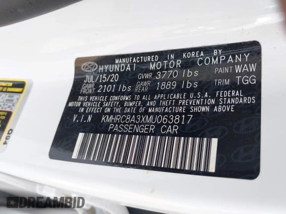 ✅ 2021 Hyundai Venue SEL • VIN: KMHRC8A3XMU063817 • Lot: 42090521. Listed on IAAI with 43,402 mi. Free auction sales archive from the USA and detailed vehicle history report at DreamBid. Image 9.