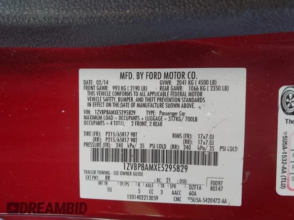 ✅ 2014 Ford Mustang V6 • VIN: 1ZVBP8AMXE5295829 • Lot: 43488494. Listed on IAAI with 145,624 mi. Free auction sales archive from the USA and detailed vehicle history report at DreamBid. Image 9.