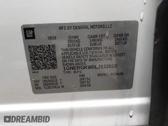 ✅ 2020 Chevrolet Traverse LT Cloth • VIN: 1GNERGKW0LJ132610 • Lot: 41971611. Listed on IAAI with 80,706 mi. Free auction sales archive from the USA and detailed vehicle history report at DreamBid. Image 9.