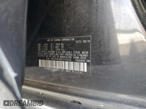 ✅ 2019 Subaru Impreza Premium • VIN: 4S3GTAC65K3757523 • Lot: 93443705. Wystawiony na Copart z przebiegiem Nie podano. Bezpłatny archiwum sprzedaży aukcyjnych z USA i szczegółowy raport historii pojazdu na DreamBid. Zdjęcie 12.