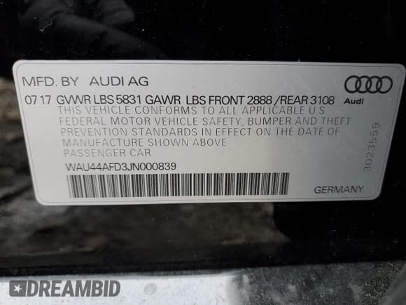 ✅ 2018 Audi A8 • VIN: WAU44AFD3JN000839 • Lot: 81903394. Listed on Copart with 133,696 mi. Free auction sales archive from the USA and detailed vehicle history report at DreamBid. Image 12.