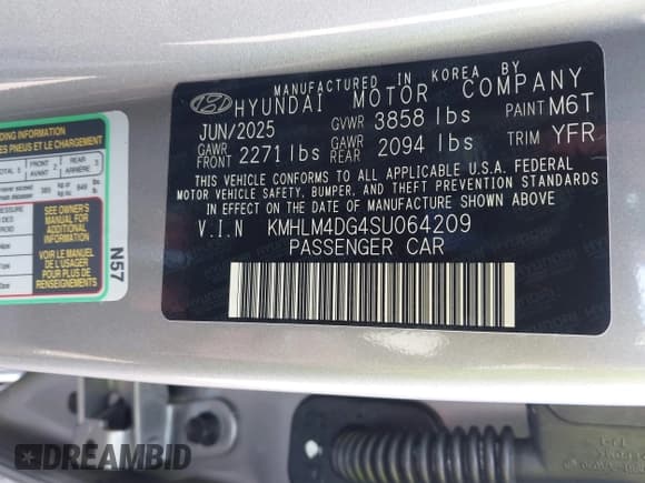 ✅ 2025 Hyundai Elantra SEL Sport • VIN: KMHLM4DG4SU064209 • Лот: 43192064. Опубликован ранее на IAAI с пробегом 279 миль. Бесплатный доступ к архиву аукционных продаж из США и подробный отчёт об истории автомобиля на DreamBid. Изображение 9.