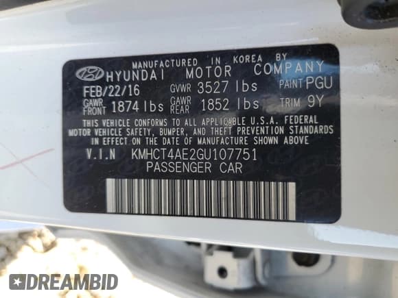 ✅ 2016 Hyundai Accent SE • VIN: KMHCT4AE2GU107751 • Лот: 76192424. Опубликован ранее на Copart с пробегом 58 660 миль. Бесплатный доступ к архиву аукционных продаж из США и подробный отчёт об истории автомобиля на DreamBid. Изображение 12.
