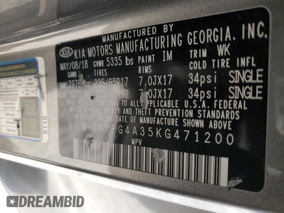 ✅ 2019 Kia Sorento LX • VIN: 5XYPG4A35KG471200 • Лот: 90474615. Опубликован ранее на Copart с пробегом 122 849 миль. Бесплатный доступ к архиву аукционных продаж из США и подробный отчёт об истории автомобиля на DreamBid. Изображение 14.