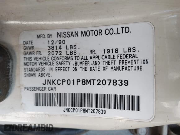 ✅ 1991 Infiniti G20 Luxury Sports • VIN: JNKCP01P8MT207839 • Лот: 41947655. Опубликован ранее на IAAI с пробегом 100 142 миль. Бесплатный доступ к архиву аукционных продаж из США и подробный отчёт об истории автомобиля на DreamBid. Изображение 9.