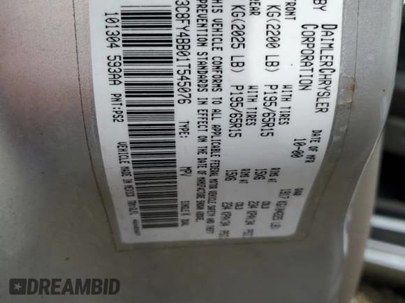 ✅ 2001 Chrysler PT Cruiser • VIN: 3C8FY4BB01T545076 • Lot: 86195735. Listed on Copart with Not provided. Free auction sales archive from the USA and detailed vehicle history report at DreamBid. Image 13.