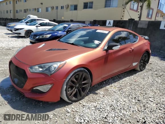 ✅ 2013 Hyundai Genesis Coupe Track • VIN: KMHHU6KJXDU091756 • Lot: 51409625. Listed on Copart with 112,585 mi. Free auction sales archive from the USA and detailed vehicle history report at DreamBid. Image 1.