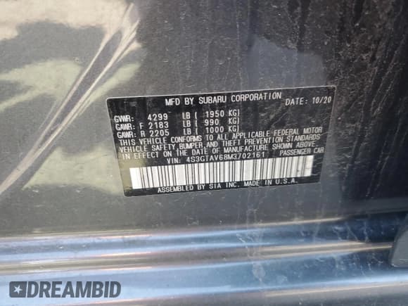 ✅ 2021 Subaru Impreza Premium • VIN: 4S3GTAV68M3702161 • Lot: 56279445. Listed on Copart with 26,535 mi. Free auction sales archive from the USA and detailed vehicle history report at DreamBid. Image 12.