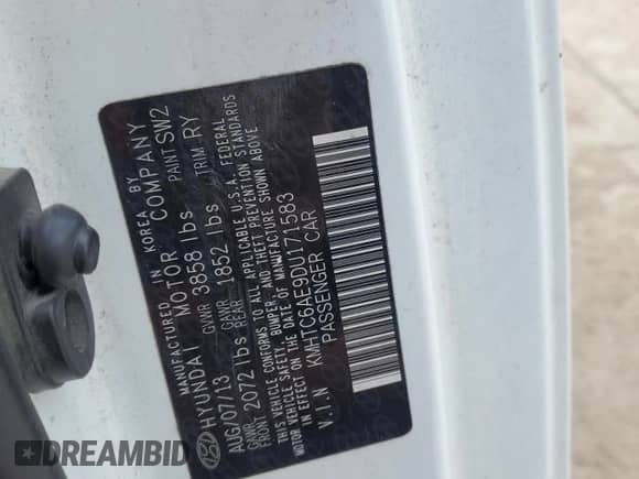 2013 Hyundai Veloster Turbo с VIN KMHTC6AE9DU171583, выставлен на аукционе Copart как лот 67222235 с пробегом 148 246 миль миль и Списание • Salvage title. История ставок и продаж доступна на DreamBid. Изображение 12.