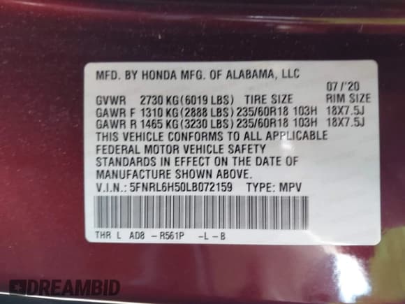 ✅ 2020 Honda Odyssey EX • VIN: 5FNRL6H50LB072159 • Lot: 43509950. Wystawiony na IAAI z przebiegiem 95 013 mil. Bezpłatny archiwum sprzedaży aukcyjnych z USA i szczegółowy raport historii pojazdu na DreamBid. Zdjęcie 9.