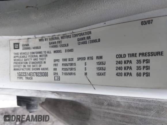 2007 Chevrolet Colorado 1LT с VIN 1GCCS14EX78220308, выставлен на аукционе IAAI как лот 41932984 с пробегом 228 438 миль миль и . История ставок и продаж доступна на DreamBid. Изображение 9.