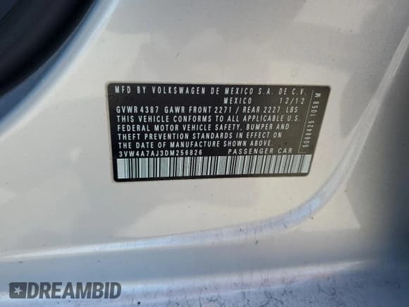 ✅ 2013 Volkswagen Jetta Autobahn • VIN: 3VW4A7AJ3DM256826 • Lot: 66312525. Wystawiony na Copart z przebiegiem 175 131 mil. Bezpłatny archiwum sprzedaży aukcyjnych z USA i szczegółowy raport historii pojazdu na DreamBid. Zdjęcie 13.