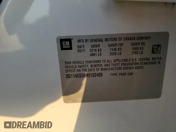 ✅ 2017 Chevrolet Impala Premier • VIN: 2G1145S35H9192409 • Лот: 78433044. Опубликован ранее на Copart с пробегом 52 696 миль. Бесплатный доступ к архиву аукционных продаж из США и подробный отчёт об истории автомобиля на DreamBid. Изображение 13.