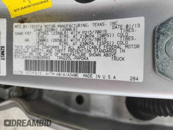 ✅ 2013 Toyota Tacoma • VIN: 5TFJX4CN1DX028563 • Lot: 70157095. Listed on Copart with 88,093 mi. Free auction sales archive from the USA and detailed vehicle history report at DreamBid. Image 12.