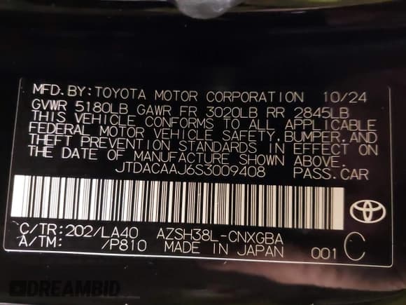 ✅ 2025 Toyota Crown XLE • VIN: JTDACAAJ6S3009408 • Lot: 41343056. Listed on IAAI with 1,244 mi. Free auction sales archive from the USA and detailed vehicle history report at DreamBid. Image 9.