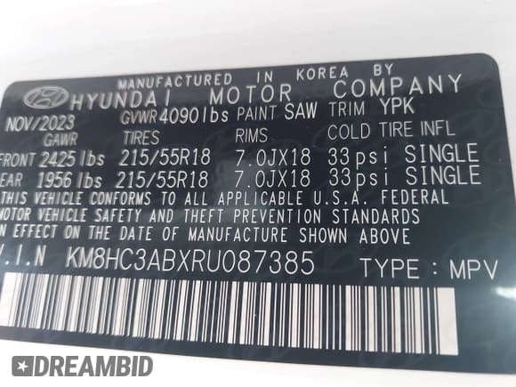✅ 2024 Hyundai Kona SEL • VIN: KM8HC3ABXRU087385 • Лот: 43418117. Опубликован ранее на IAAI с пробегом 30 887 миль. Бесплатный доступ к архиву аукционных продаж из США и подробный отчёт об истории автомобиля на DreamBid. Изображение 9.
