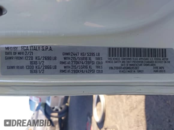 ✅ 2021 Ram ProMaster City Cargo Tradesman • VIN: ZFBHRFAB6M6U15387 • Lot: 43547964. Wystawiony na IAAI z przebiegiem 167 878 mil. Bezpłatny archiwum sprzedaży aukcyjnych z USA i szczegółowy raport historii pojazdu na DreamBid. Zdjęcie 9.