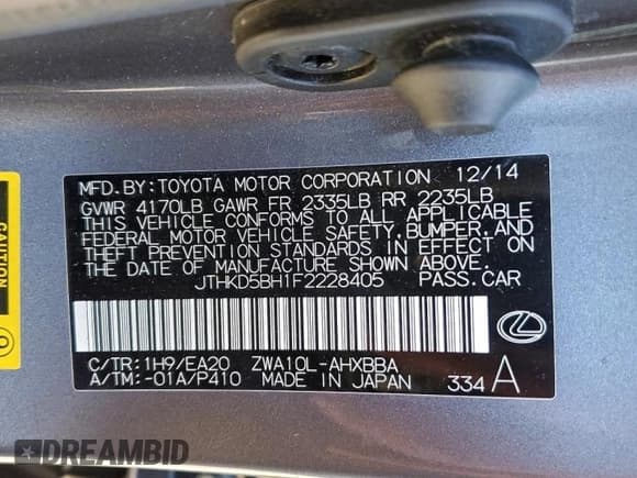 ✅ 2015 Lexus CT 200h • VIN: JTHKD5BH1F2228405 • Lot: 96349025. Wystawiony na Copart z przebiegiem 75 873 mil. Bezpłatny archiwum sprzedaży aukcyjnych z USA i szczegółowy raport historii pojazdu na DreamBid. Zdjęcie 12.