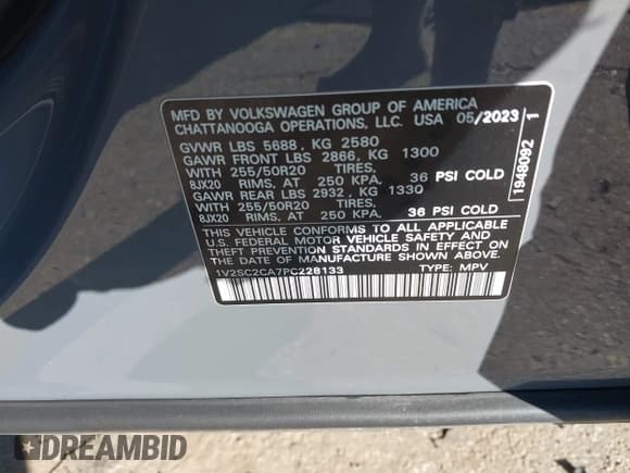 ✅ 2023 Volkswagen Atlas 2.0T SEL R-Line Black • VIN: 1V2SC2CA7PC228133 • Lot: 41306723. Listed on IAAI with 21,895 mi. Free auction sales archive from the USA and detailed vehicle history report at DreamBid. Image 9.