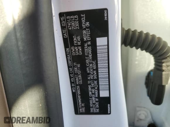 ✅ 2015 Volvo V60 T5 Drive-E Platinum • VIN: YV140MEM1F1266256 • Lot: 83092644. Listed on Copart with 44,048 mi. Free auction sales archive from the USA and detailed vehicle history report at DreamBid. Image 12.