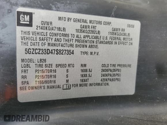 ✅ 2007 Saturn VUE I4 • VIN: 5GZCZ33D47S827354 • Lot: 58572905. Wystawiony na Copart z przebiegiem 120 959 mil. Bezpłatny archiwum sprzedaży aukcyjnych z USA i szczegółowy raport historii pojazdu na DreamBid. Zdjęcie 13.
