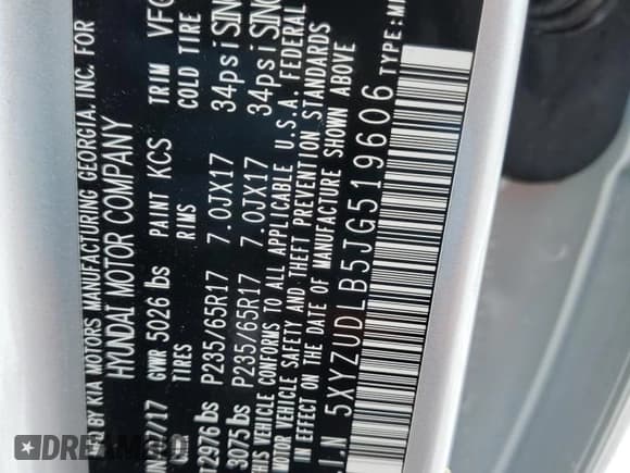 ✅ 2018 Hyundai Santa Fe 2.4L • VIN: 5XYZUDLB5JG519606 • Лот: 71821252. Опубликован ранее на Copart с пробегом 59 061 миль. Бесплатный доступ к архиву аукционных продаж из США и подробный отчёт об истории автомобиля на DreamBid. Изображение 12.