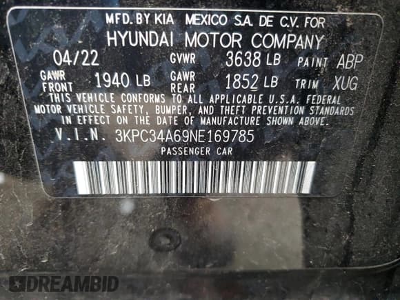 ✅ 2022 Hyundai Accent Limited • VIN: 3KPC34A69NE169785 • Лот: 74907834. Опубликован ранее на Copart с пробегом 42 779 миль. Бесплатный доступ к архиву аукционных продаж из США и подробный отчёт об истории автомобиля на DreamBid. Изображение 12.