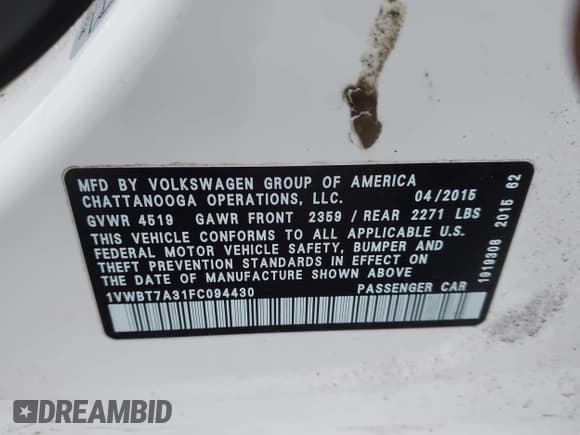 ✅ 2015 Volkswagen Passat SE • VIN: 1VWBT7A31FC094430 • Lot: 43757096. Wystawiony na IAAI z przebiegiem 122 679 mil. Bezpłatny archiwum sprzedaży aukcyjnych z USA i szczegółowy raport historii pojazdu na DreamBid. Zdjęcie 9.