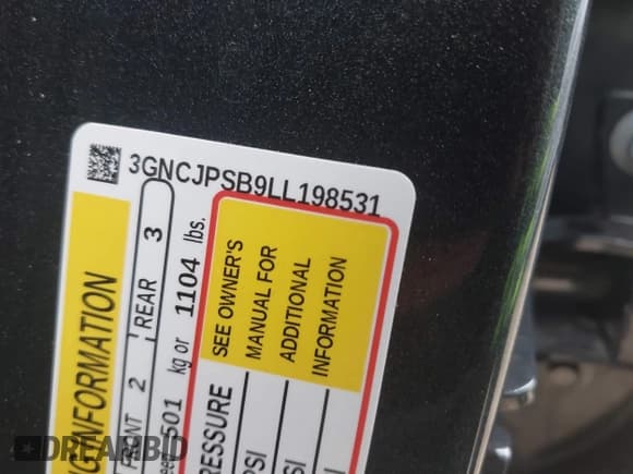 ✅ 2020 Chevrolet Trax LT • VIN: 3GNCJPSB9LL198531 • Lot: 43251338. Wystawiony na IAAI z przebiegiem 23 732 mil. Bezpłatny archiwum sprzedaży aukcyjnych z USA i szczegółowy raport historii pojazdu na DreamBid. Zdjęcie 9.