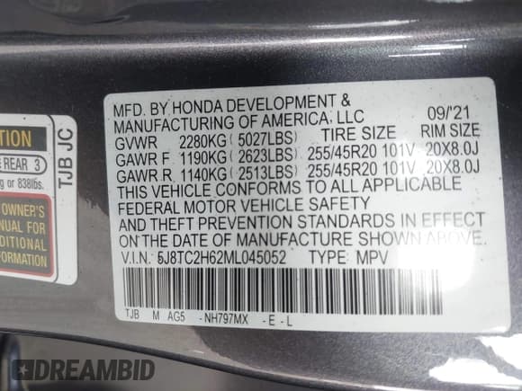 ✅ 2021 Acura RDX w/A-Spec Package • VIN: 5J8TC2H62ML045052 • Лот: 43160811. Опубликован ранее на IAAI с пробегом 45 276 миль. Бесплатный доступ к архиву аукционных продаж из США и подробный отчёт об истории автомобиля на DreamBid. Изображение 9.